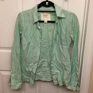 American Eagle mint green pinstripe button-down